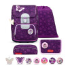 Belmil Motion ergonomisches Schulranzen Set 5-teilig "Purple Spring" aus recyceltem Material mit Brustgurt, Hüftgurt, Magnetverschluss, Patch Set 6 Stück