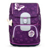 Belmil Motion ergonomisches Schulranzen Set 5-teilig "Purple Spring" aus recyceltem Material mit Brustgurt, Hüftgurt, Magnetverschluss, Patch Set 6 Stück