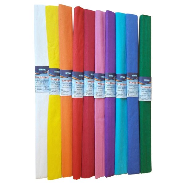 Stylex Krepppapier 50 x 250 cm 10er Pack sortiert