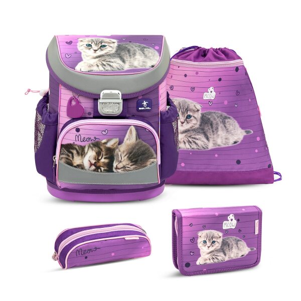 Belmil Mini-Fit ergonomisches Schulranzen-Set 4-teilig "Little Caty" mit Brustgurt
