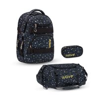 Wave Infinity Schulrucksack Set 3 tlg. "Black and...