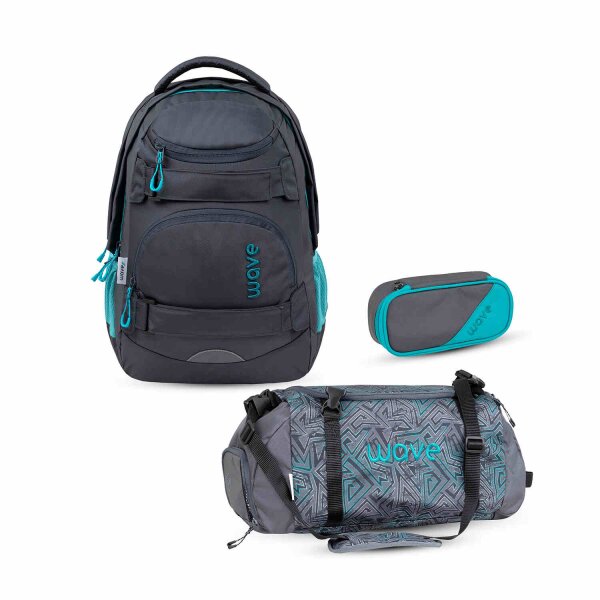 Wave Infinity Move Schulrucksack Set 3 tlg. "Grey Lagoon"