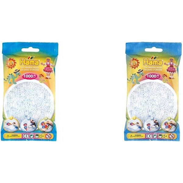 Hama 1000 Midi Bügelperlen - Transparent-Weiß