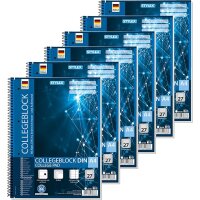 12 X  Stylex Spiral-Collegeblock DIN A4 liniert & kariert - 80 Blatt