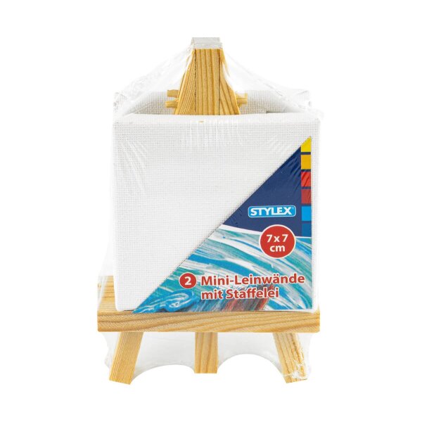 Mini-Leinwand , 7x7 cm, 2 Stück, mit Staffe