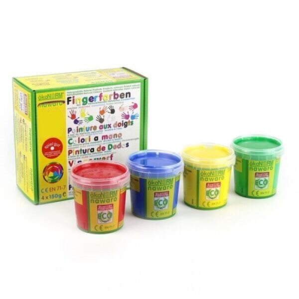 ökoNORM Fingerfarben nawaro, 4er Set A - rot, gelb, grün, blau