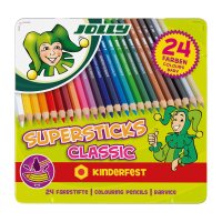 JOLLY Buntstifte Supersticks Kinderfest | 24 Stifte & Superstick Neon Buntstifte Farbstifte Kinderfest und Bruchsicher Ungiftig extra dicke Mine 8 Stifte im Kartonetui