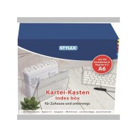 Stylex Karteikasten DIN A6 inkl. 100 Karteikarten und A-Z...