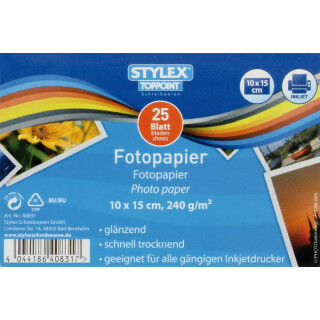 Stylex TOPPOINT Fotopapier 10 x 15 cm, 25 Blatt