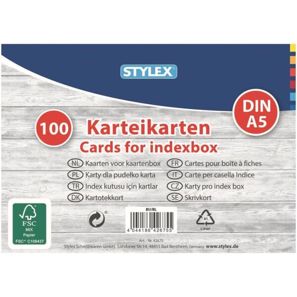 Stylex Karteikarten A5