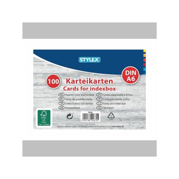 Stylex Karteikarten DIN A6 liniert 100 Stck
