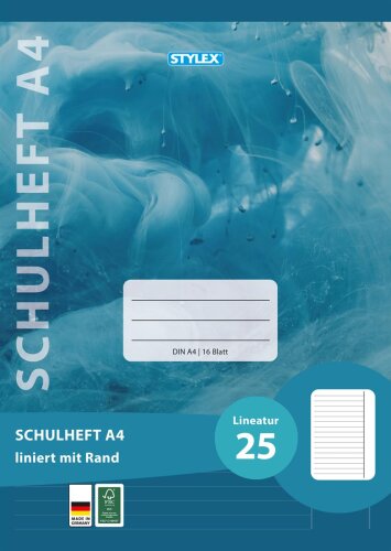 Stylex Schulheft Lineatur 25 DIN A4 16 Blatt