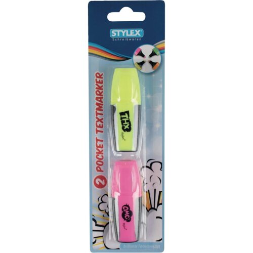 Stylex 2 Mini Textmarker, Gelb/Pink