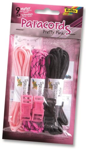 folia Paracord Set Pretty Pink 3 x 3 m Schnüre inkl. Verschlüsse