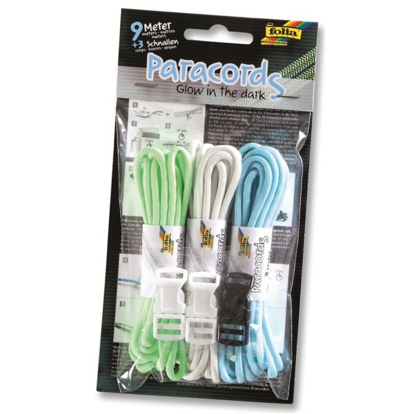 folia Paracord Set Glow in the dark 3 x 3 m Schnüre inkl. Verschlüsse