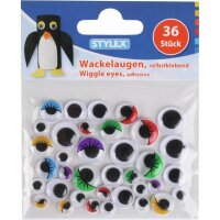 Stylex Wackelaugen 36 Stk. selbstklebend gemischt