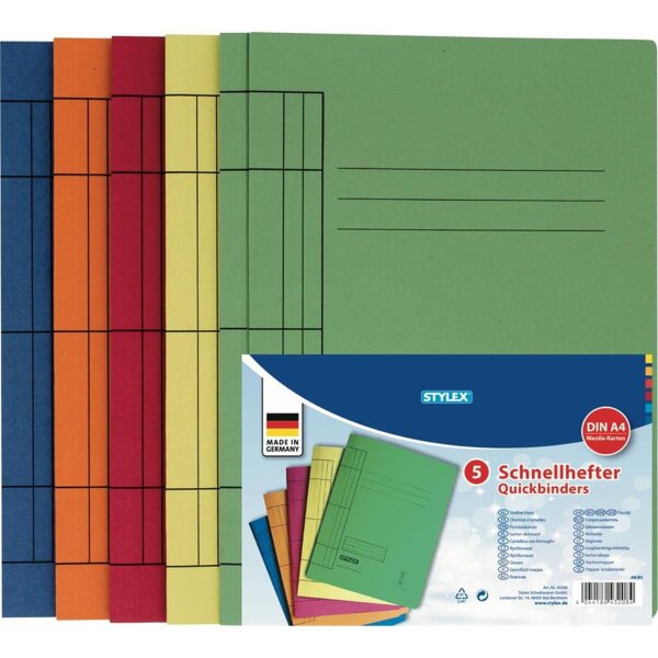Stylex Schnellhefter Manila-Karton 5 Stück sortiert DIN A4