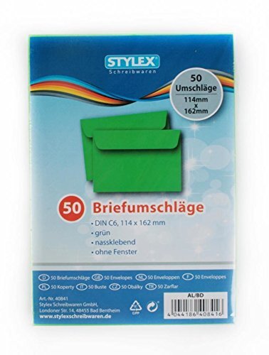 STYLEX Briefumschläge DIN C6 50er - Grün - Ausverkauf