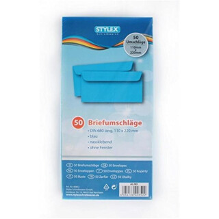 STYLEX Briefumschläge DIN 680 50er - Blau - Ausverkauf