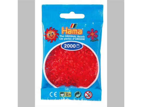 Hama 2000 Mini Bügelperlen - Ø 2,5 mm (ab 10 Jahren)  - Transparent-Rot