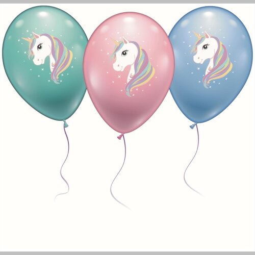 Stylex 6 Luftballons Einhorn farbig sortiert