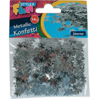 STYLEX 14g Konfetti Sterne Metallic, Silber - Ausverkauf