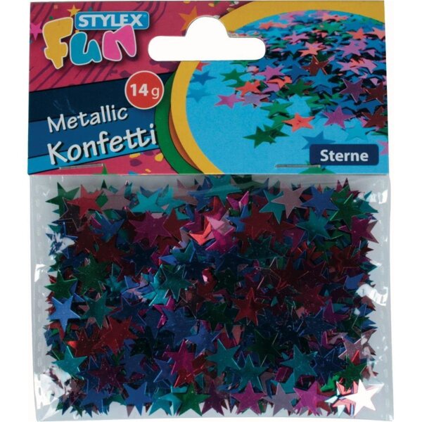 STYLEX 14g Konfetti Sterne Metallic, Bunt - Ausverkauf