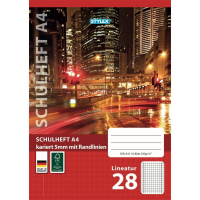 Stylex Schulheft DIN A4 kariert Lineatur 28