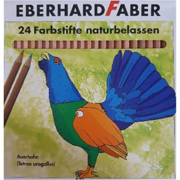 Eberhard Faber 24 Farbstifte / Buntstifte "Auerhahn"  naturbelassen