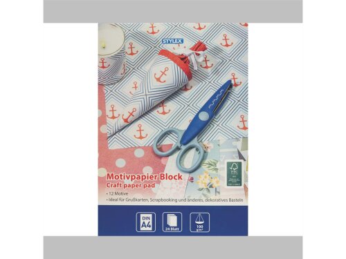 STYLEX Motivpapier Designpapier DIN A4 24 Blatt 100 g/qm