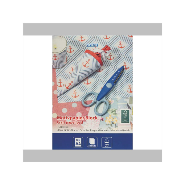 STYLEX Motivpapier Designpapier DIN A4 24 Blatt 100 g/qm