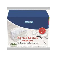 Stylex Karteikasten DIN A7 inkl. 100 Karteikarten und A-Z...