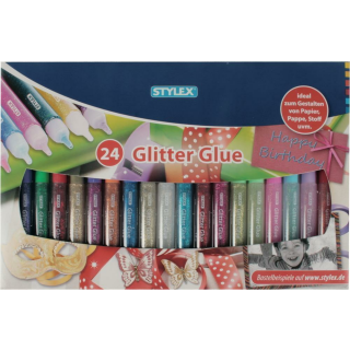 2 X STYLEX 24 Glitter Glue NEON  3D Tuben 10g