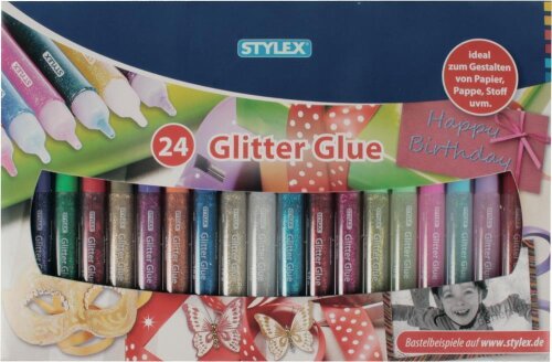 2 X STYLEX 24 Glitter Glue 3D Tuben 10g