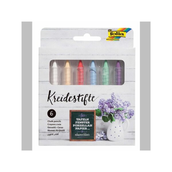 folia 6 Kreidestifte farbig sortiert