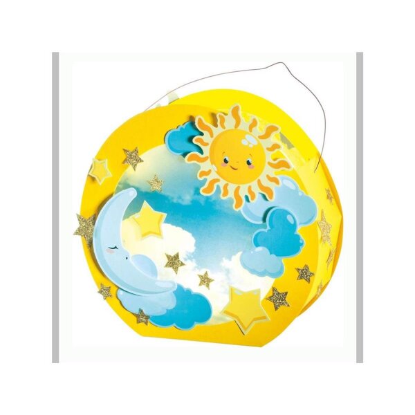 folia Papier Laternen-Bastelset Sonne, Mond & Sterne inkl. LED-Licht