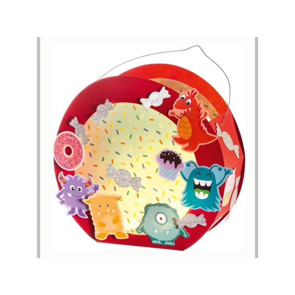 folia Papier Laternen-Bastelset Monster inkl. LED-Licht