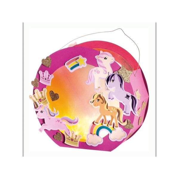 folia Papier Laternen-Bastelset Ponys inkl. LED-Licht