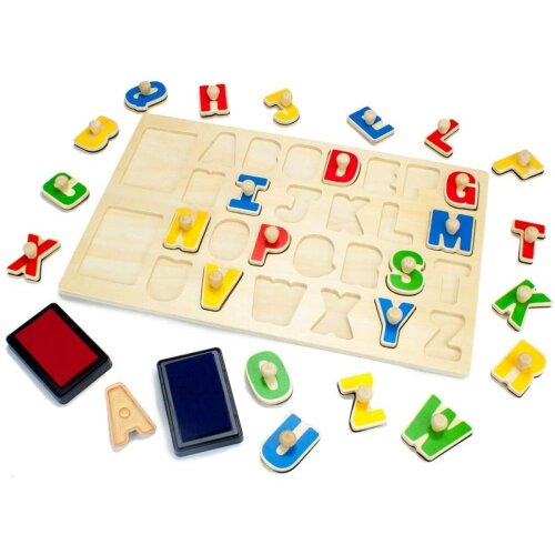 Tooky Toy Stempel Puzzle Alphabet A-Z inkl. Stempelkissen