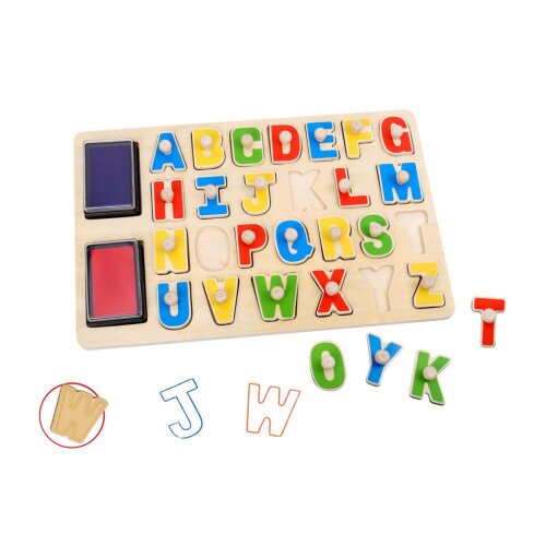 Tooky Toy Stempel Puzzle Alphabet A-Z inkl. Stempelkissen