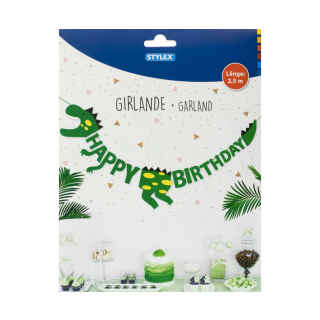 Stylex Buchstabenkette Girlande "Happy Birthday", Dinosaurier