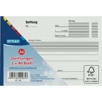 20x Stylex Quittungsblock 2x40 Blatt DIN A6 selbstdurchschreibend
