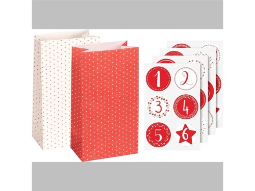 HEYDA Adventskalender Set 24 Papiertüten und Sticker, klein