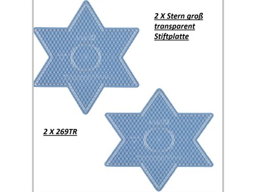 2 x Hama Stiftplatte für Midi Bügelperlen, Stern groß transparent