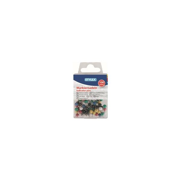 Stylex Markiernadeln, 100 Schachtel, farbig