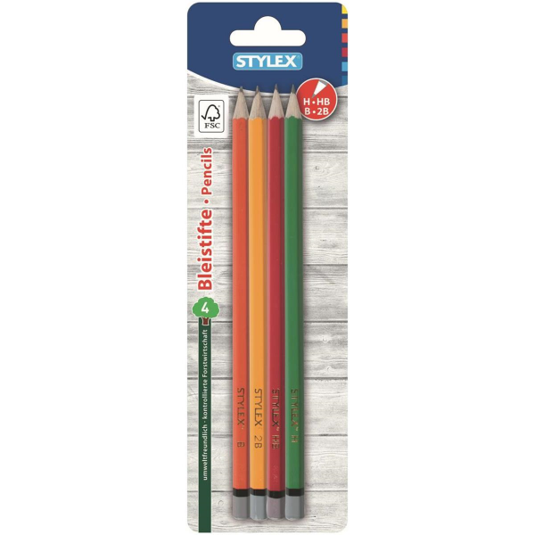 Stylex 4 Bleistifte ohne Radiergummi, FSC
