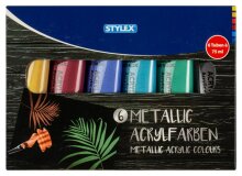 Stylex Acrylfarbe metallic 6 Tuben à 75ml