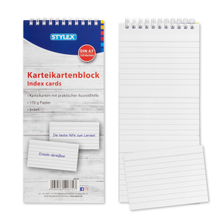 PP-Karteikartenbox, DIN A8, inkl. 100 Karteikarten FSC (49101), STYLEX