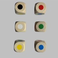 XXL Farbwürfel Holz 30mm großer Würfel mit 6 Farben mit farbigen Punkten