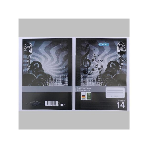 2x Stylex Notenheft DIN A5 16 Blatt